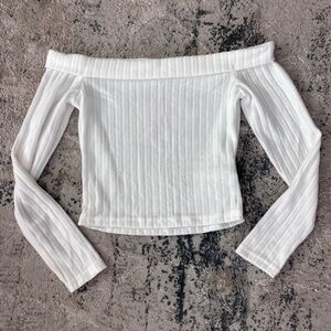 Off the shoulder crop sweater